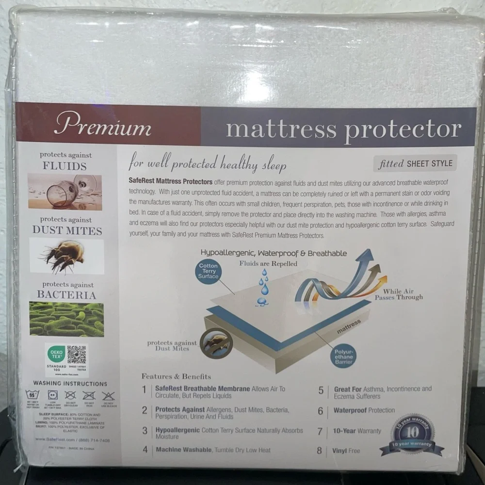 SafeRest - 100% Waterproof Mattress Protector - Twin XL